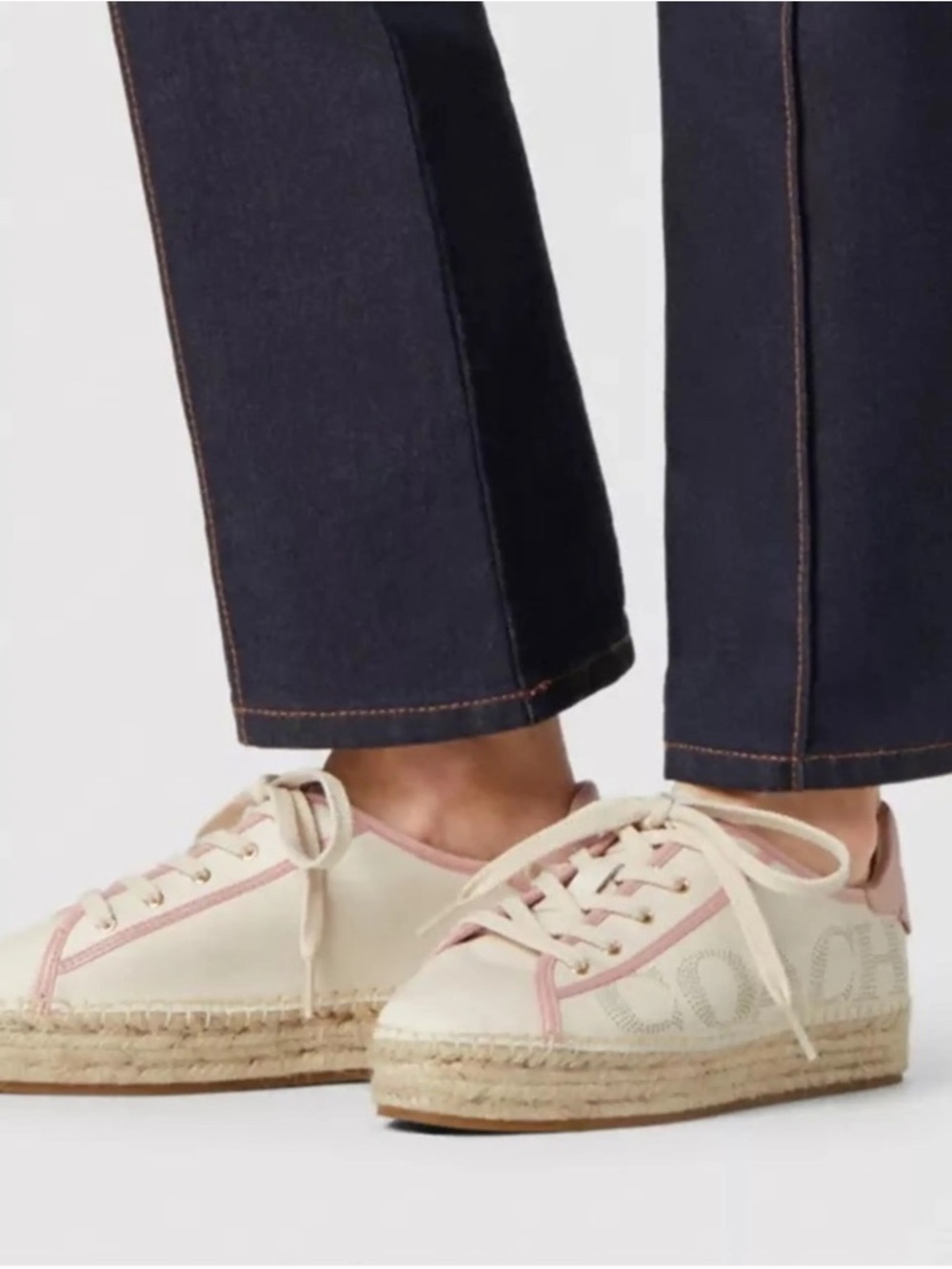 Coach Cream and Blush Pink Canvas Espadrille Sneakers 8.5